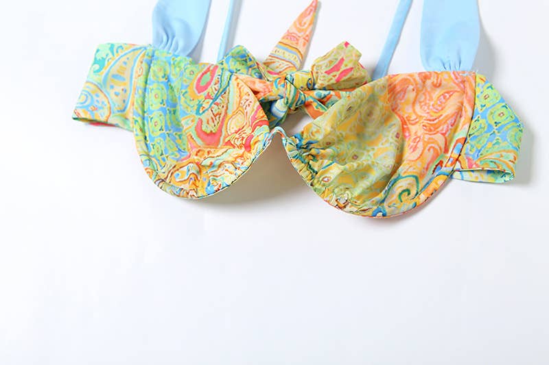 Three-piece set of printed top skirt underpants