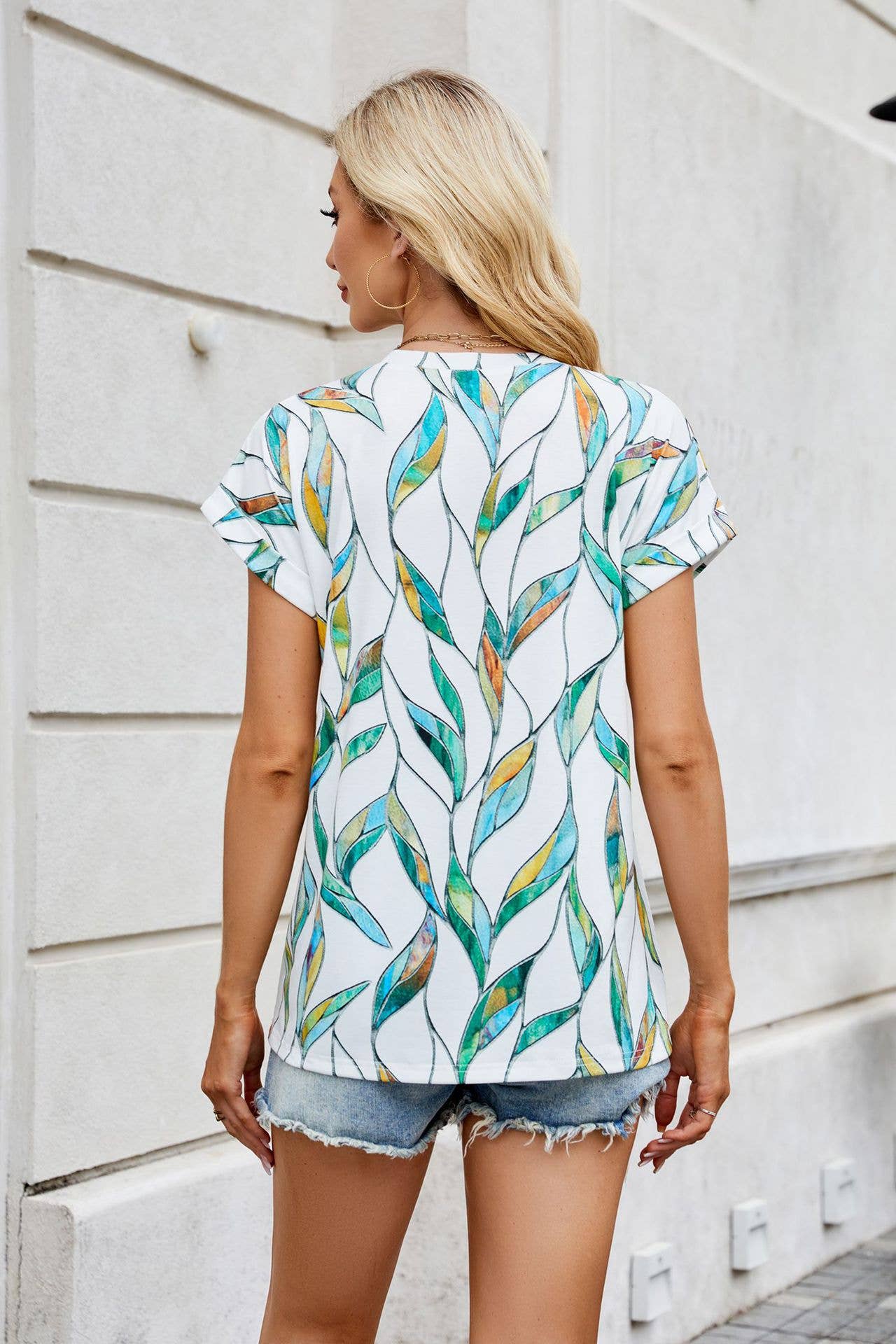 Holiday print crew neck short-sleeved T-shirt