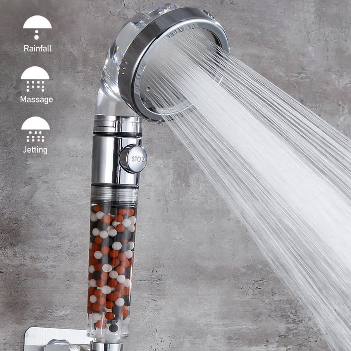 THREE-SPEED WATER FILTER SHOWER HEAD WITH BOOSTER
