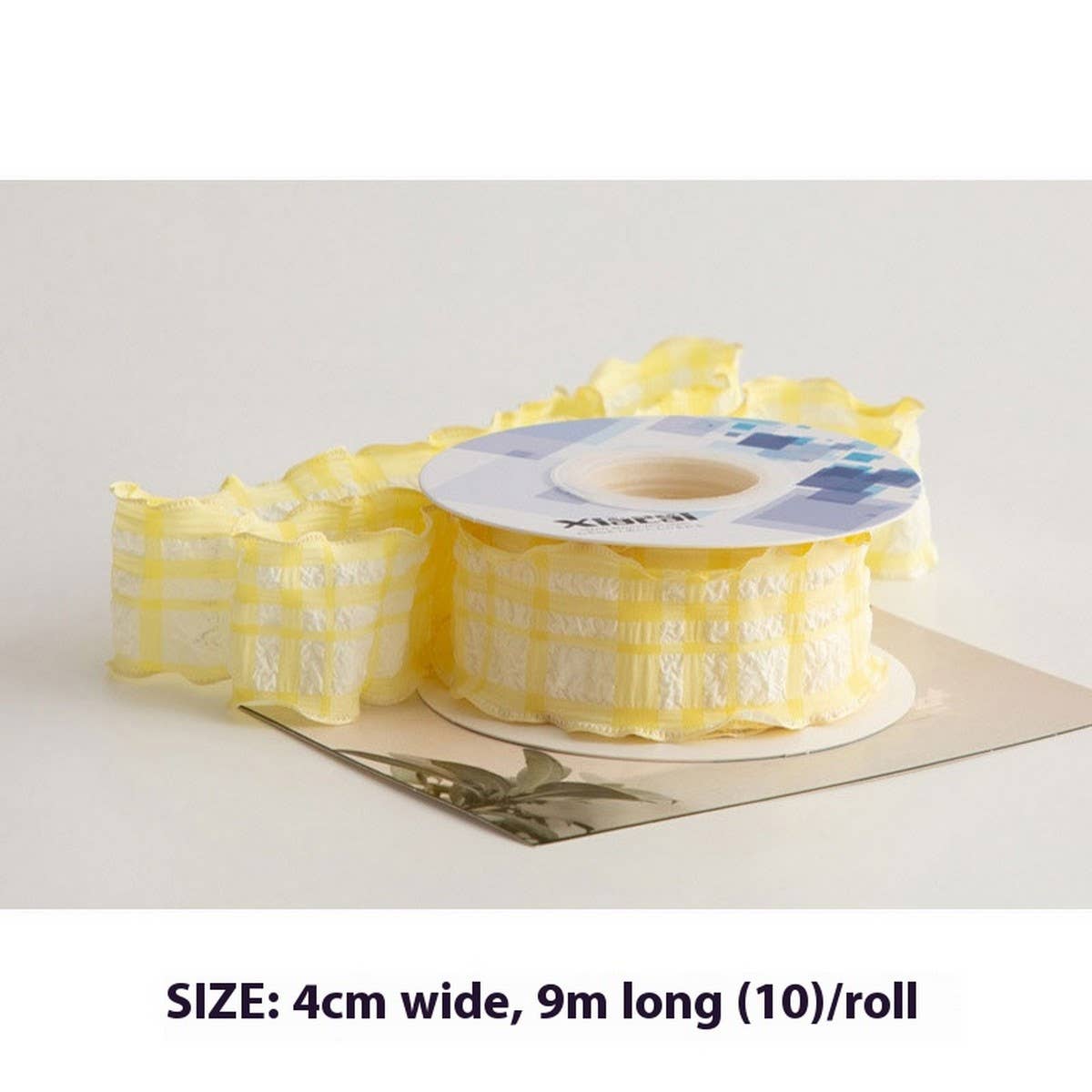 COLORFUL PUFF PLAID RIBBON FISHTAIL YARN RIBBON