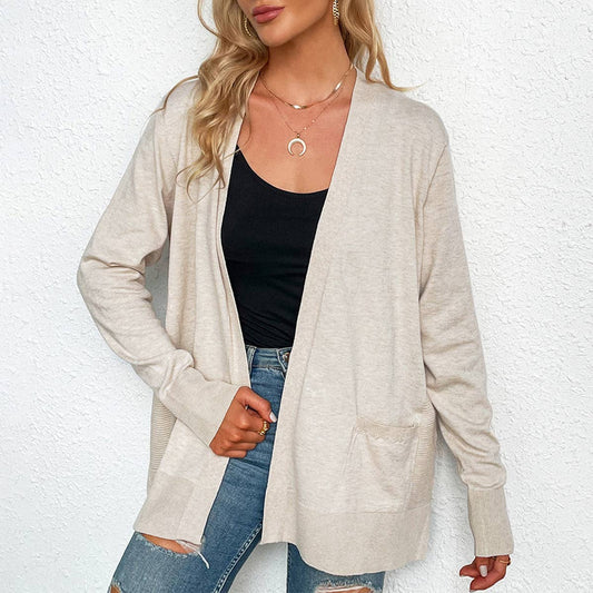 LONG SLEEVE CARDIGAN WITH POCKET TEMPERAMENT