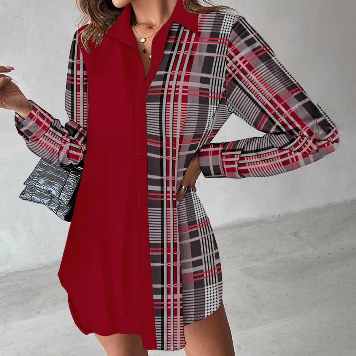 STYLISH LAPEL SINGLE BREASTED LOOSE SAG SHIRT