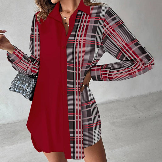 STYLISH LAPEL SINGLE BREASTED LOOSE SAG SHIRT