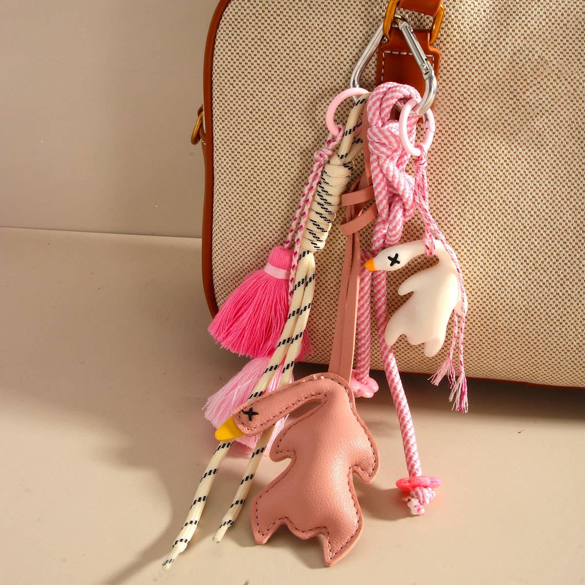 Creative Color-Changing PU Duck Keychain Charm