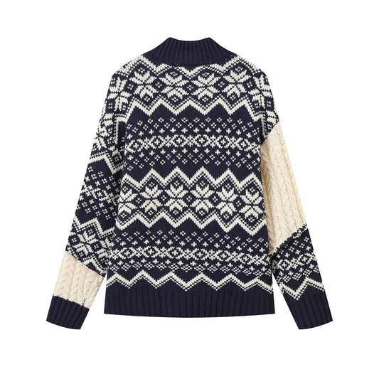 EIGHT-STRAND KNITTED JACQUARD ZIPPER CARDIGAN