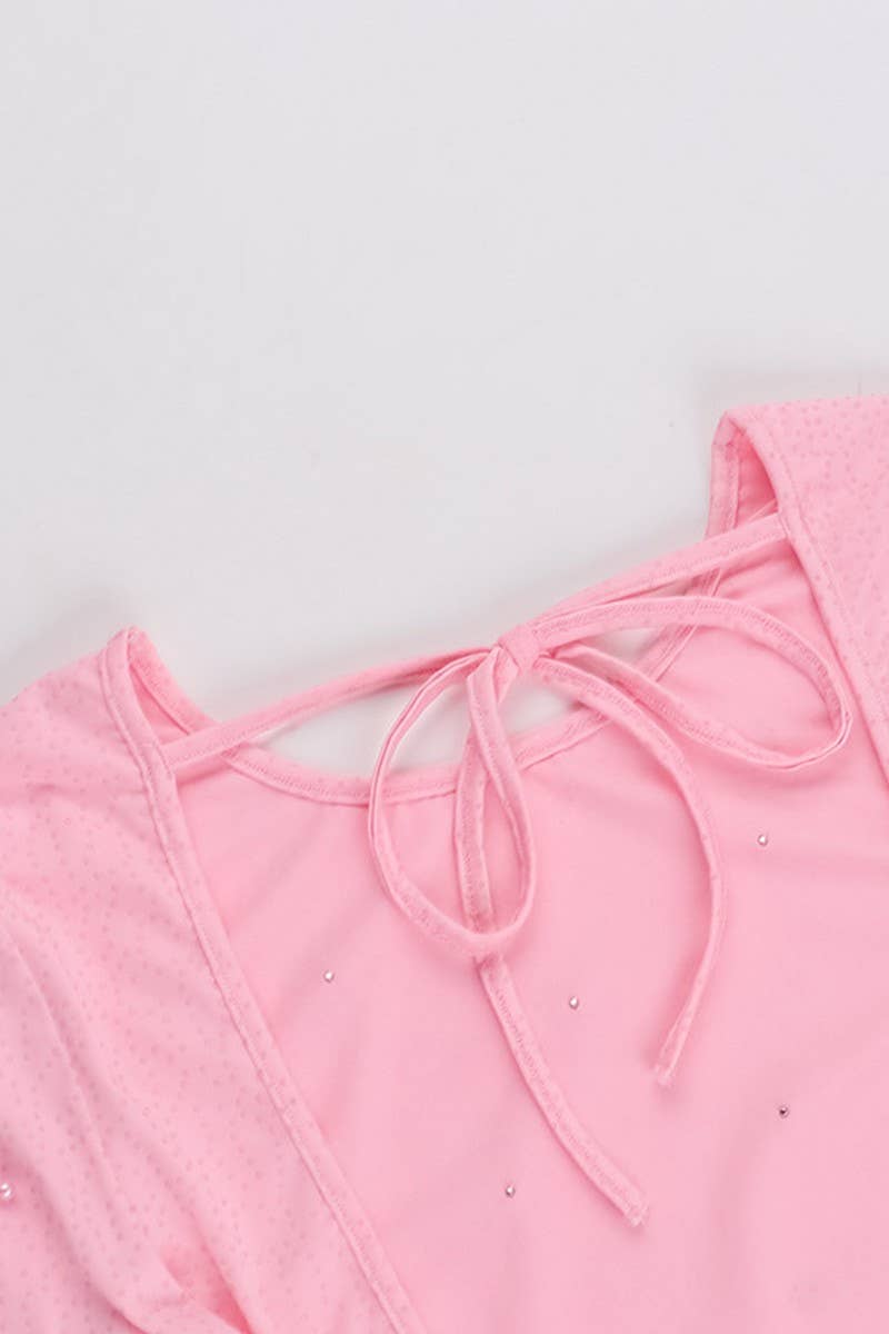 CWDSD7675_BEADED BACKLESS LONG SLEEVE BODYCON MINI DRESS