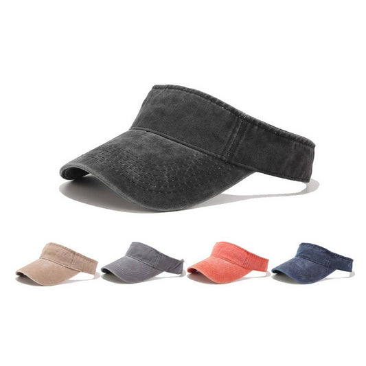 Washed Cotton Visor Hat - Street Style Sun Cap_CWAH3306