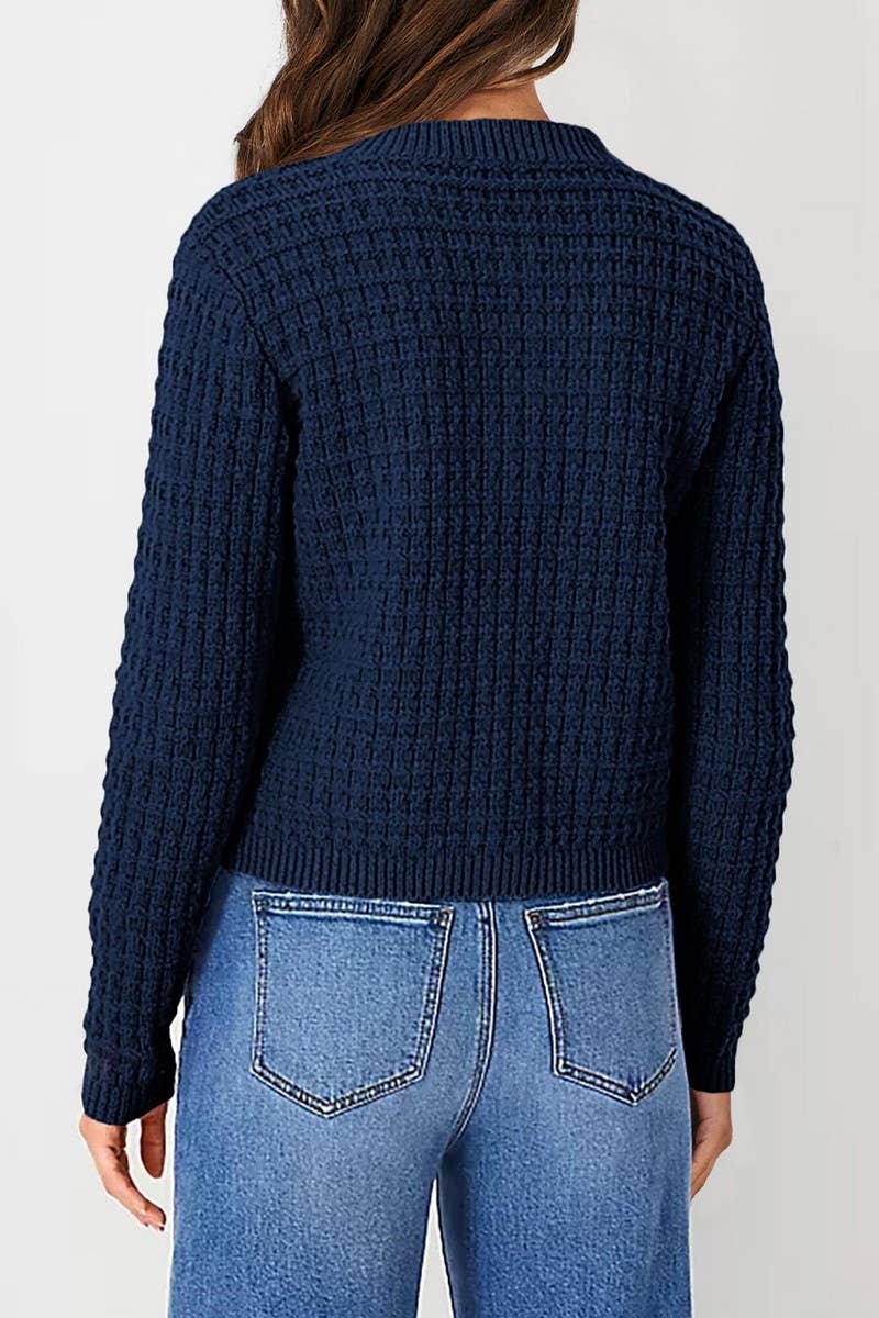 CWOCAL00612_SOLID COLOR KNIT CARDIGAN CASUAL SWEATER