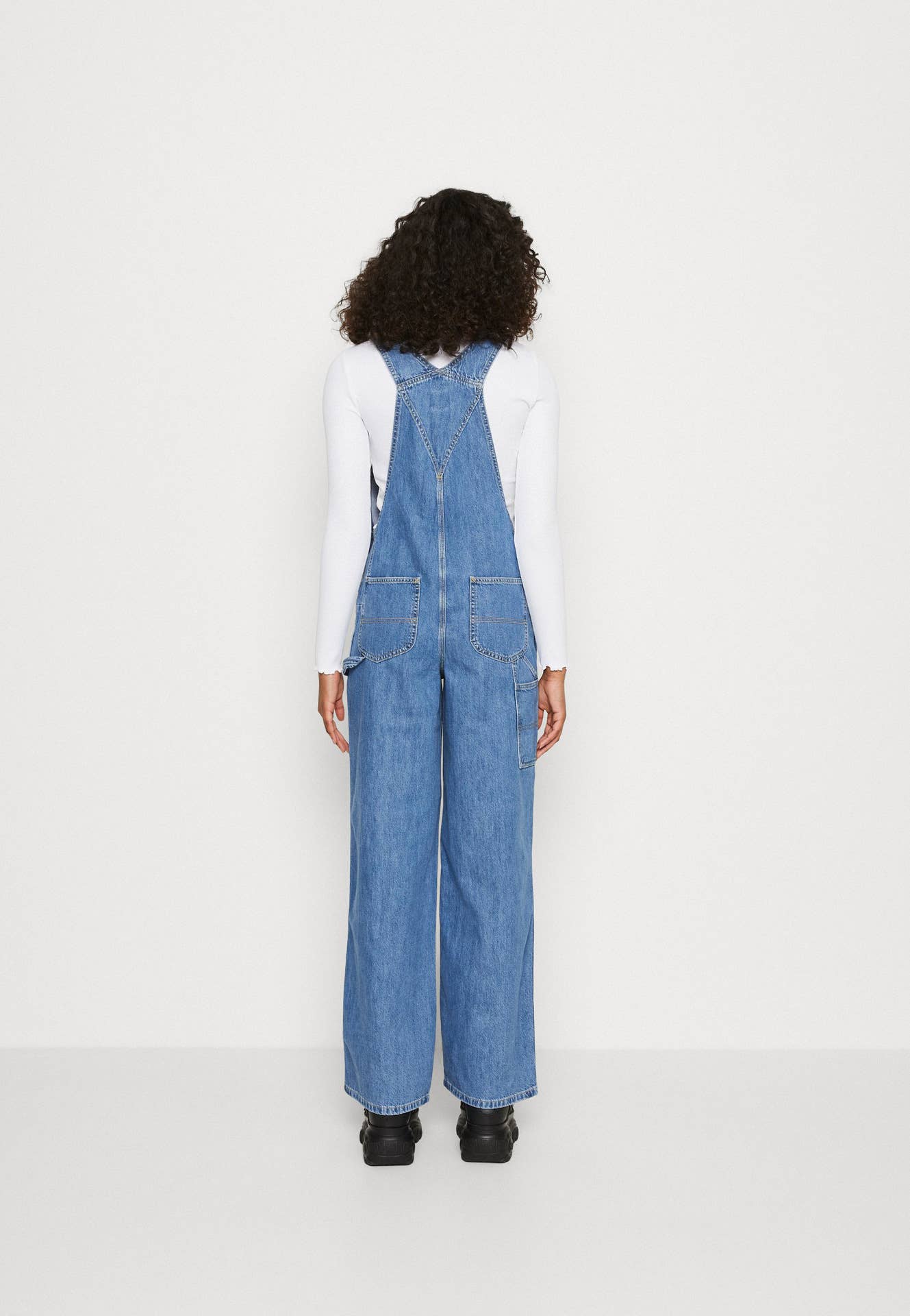 FASHION LOOSE SOLID COLOR DENIM OVERALLS WOMEN