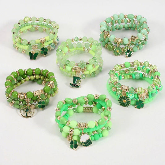 CWAJE05682_ST PATRICK CLOVER GREEN LUCKY CHARM BRACELET SET