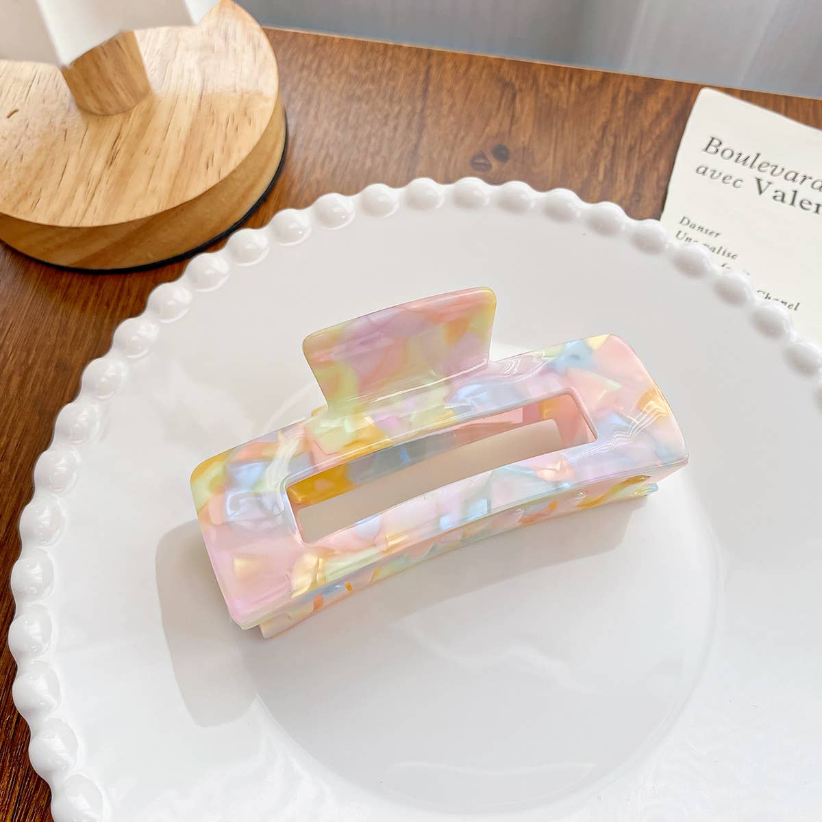 Acetate board style candy-colored hair clip