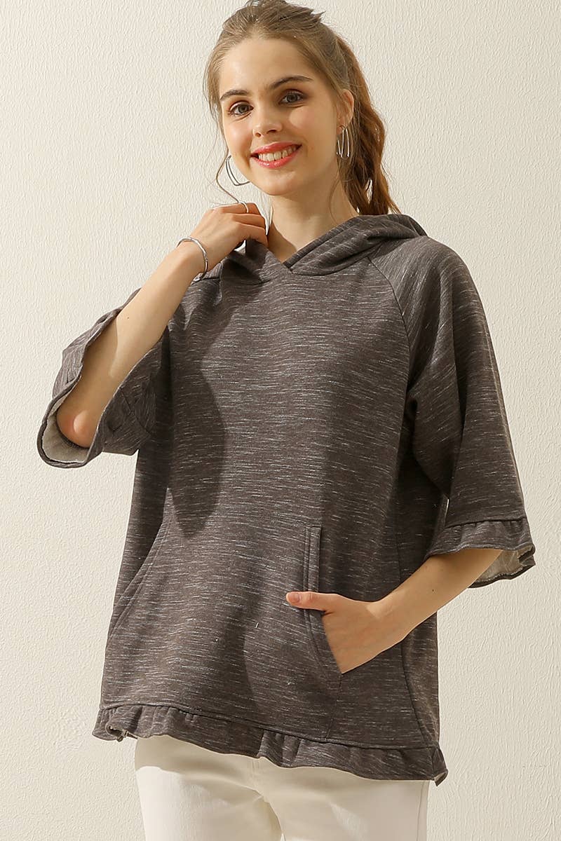 CWOHOL425-P_PLUS SIZE 3/4 SLEEVE HOODIE SWEATSHIRT