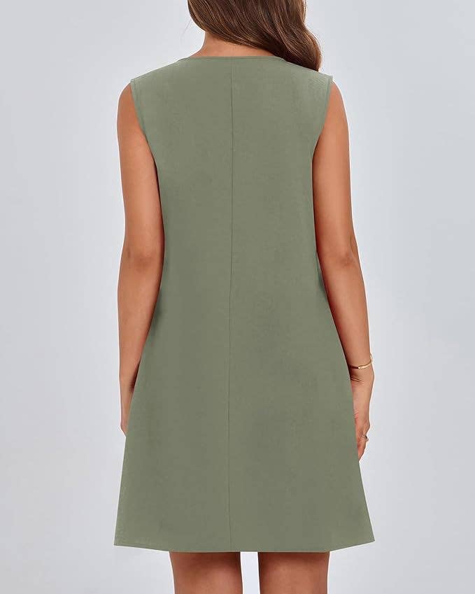 Fashionable short sleeveless vacation dress