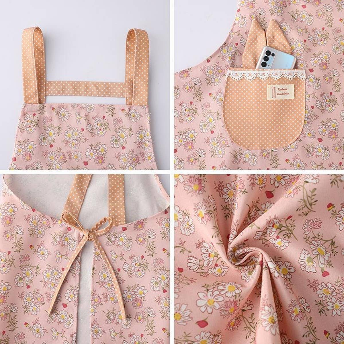 CUTE FLORAL CANVAS BIB APRONS WITH POCKETS