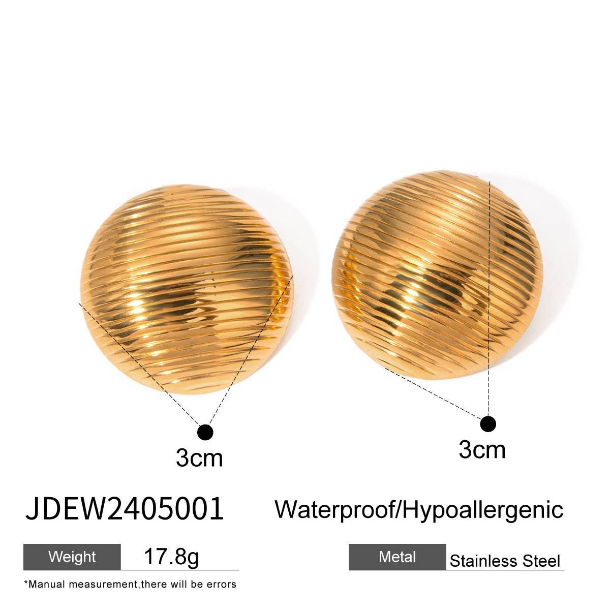 LIGHT LUXURY HORIZONTAL STRIPED ROUND EARRINGS