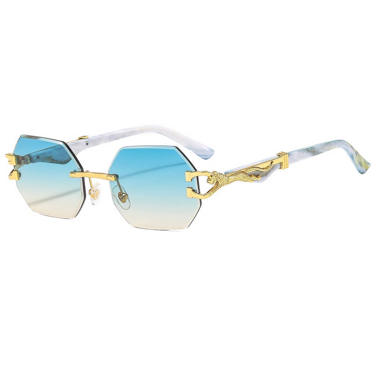 Leopard Head Rimless Cut Edge Sunglasses