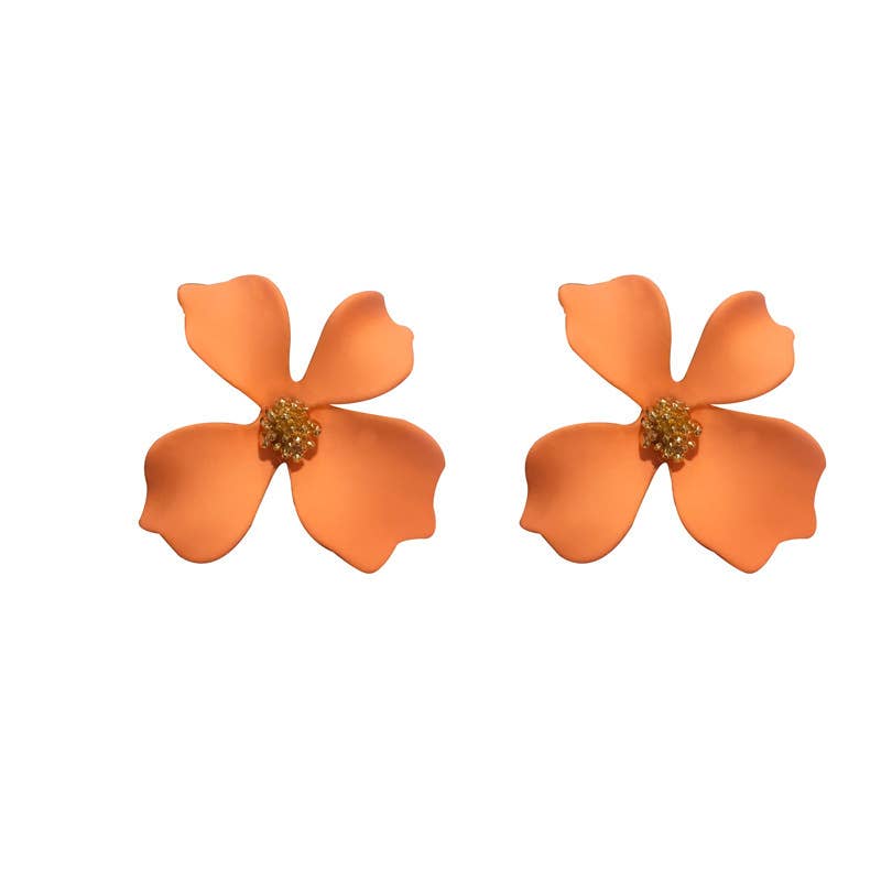 Multicolored irregular four-petal stud earrings