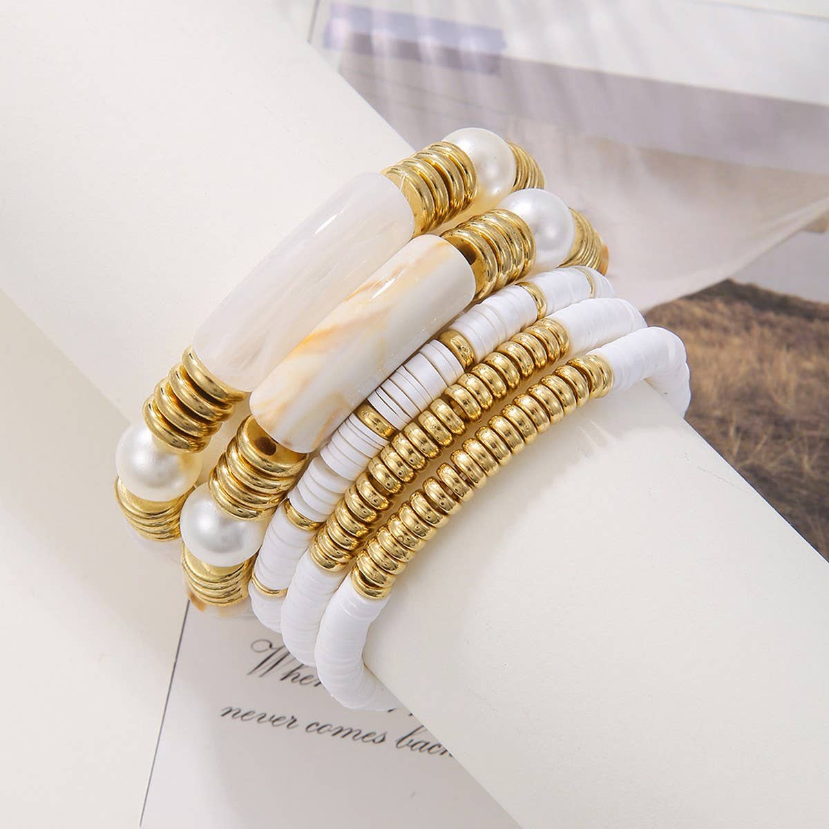 ETHNIC STYLE COLORFUL SOFT CLAY ACRYLIC BRACELETSET