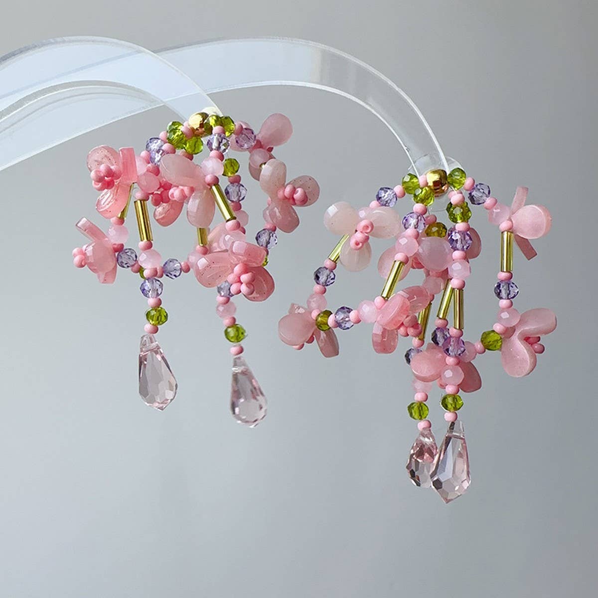 LIVELY AND PURE WATER DROP TASSEL EARRINGS