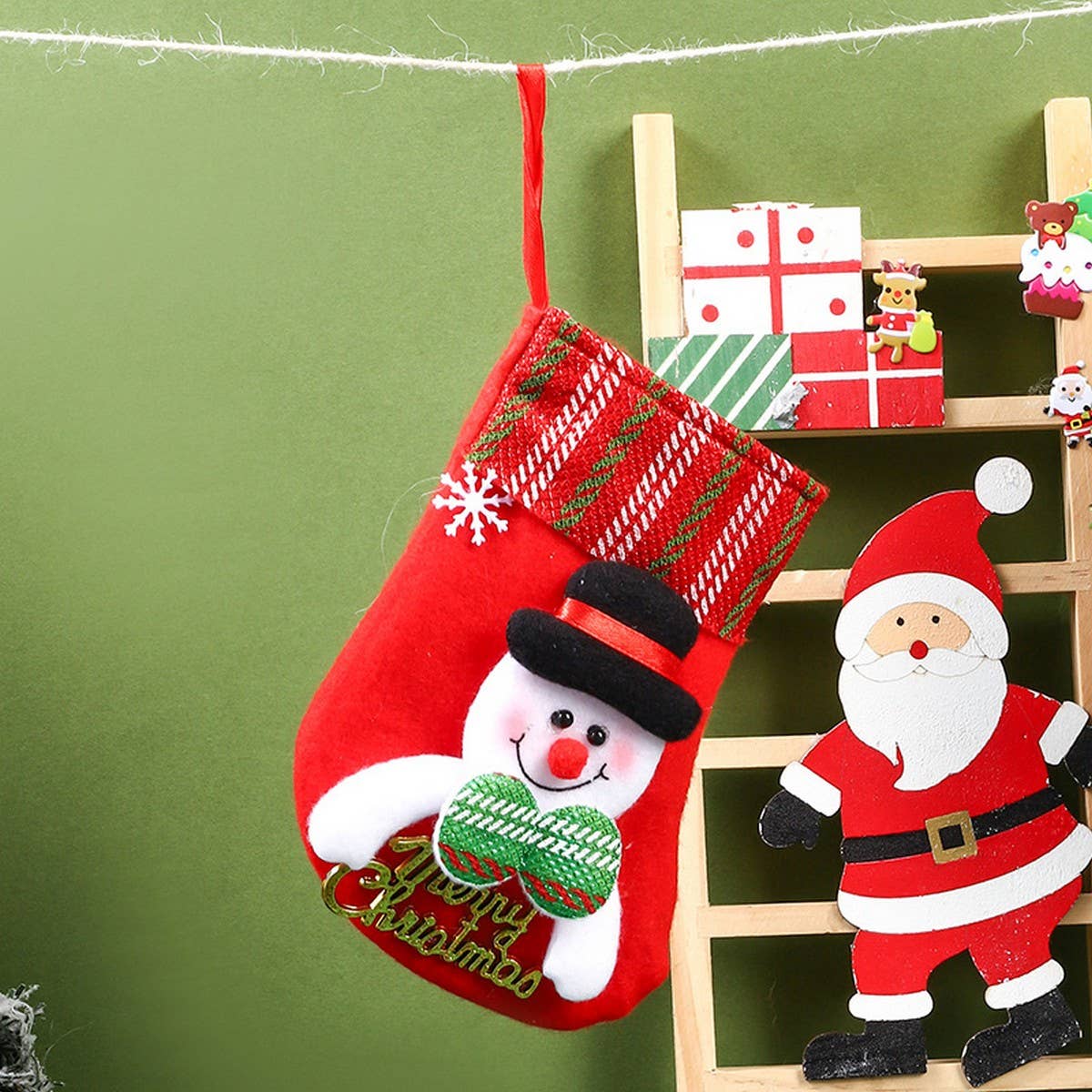 SEQUINED 3D SANTA CLAUS CHRISTMAS STOCKINGS