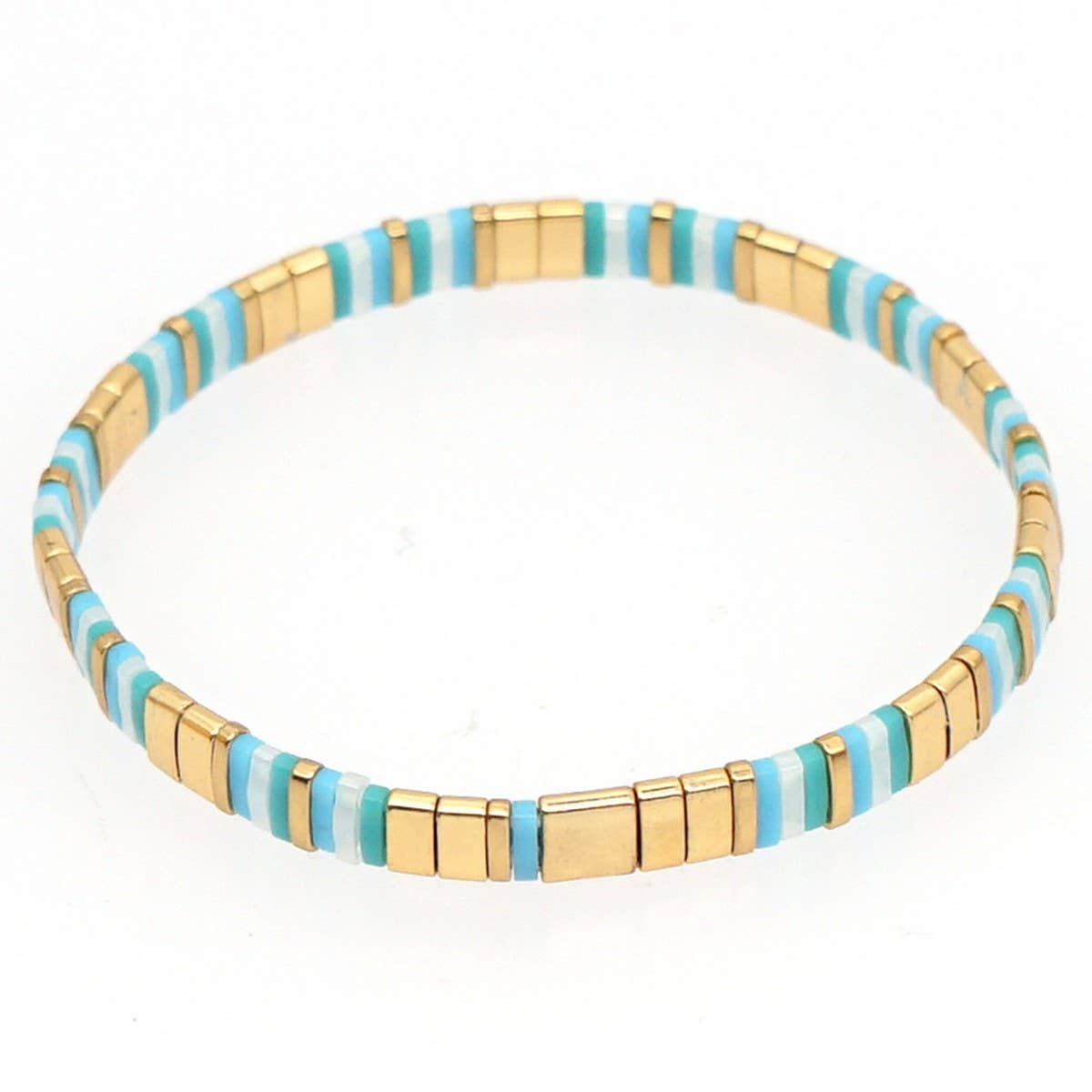 MULTI-LAYERED TILA BEADS BRAIDED GOLD BEAD BRACELET