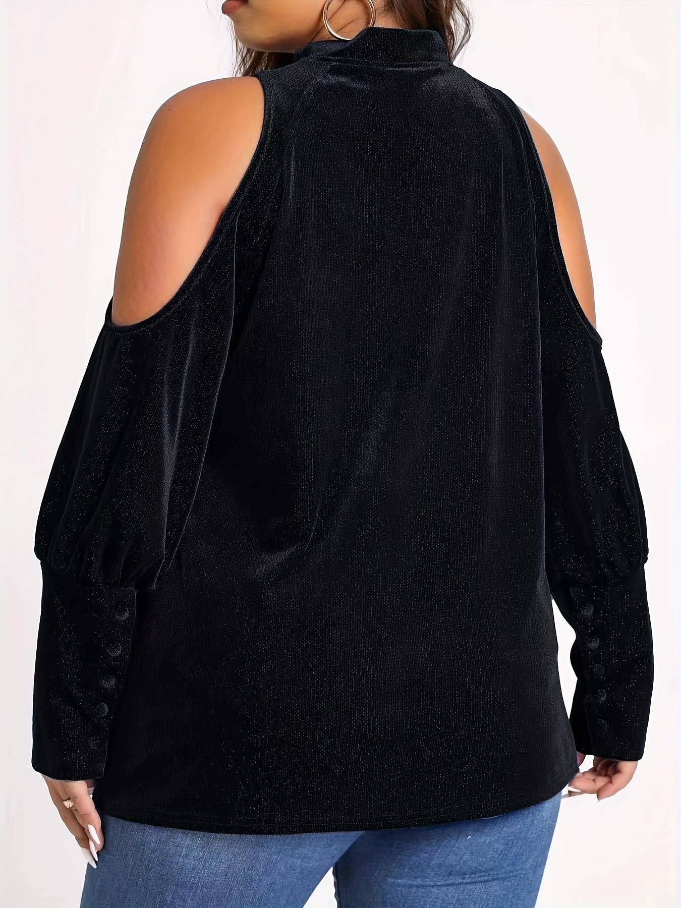 SEQUINED V-NECK LOOSE LONG-SLEEVED TOP