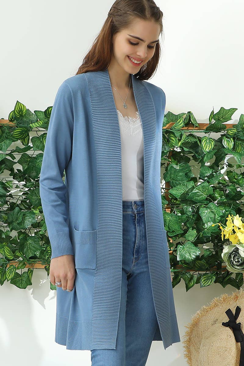 AWOCAL311_LONG SLEEVE OPEN FRONT CARDIGAN WITH SIDE POCKETS