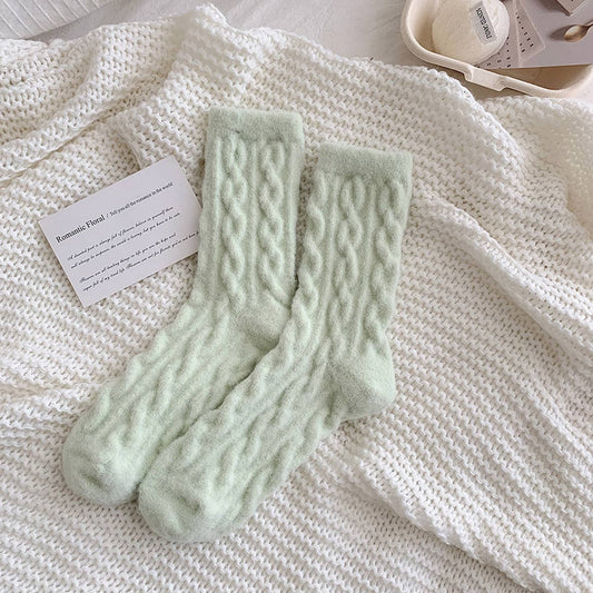 Cozy Thick Plush Hemp-Knit Socks for Fall & Winter