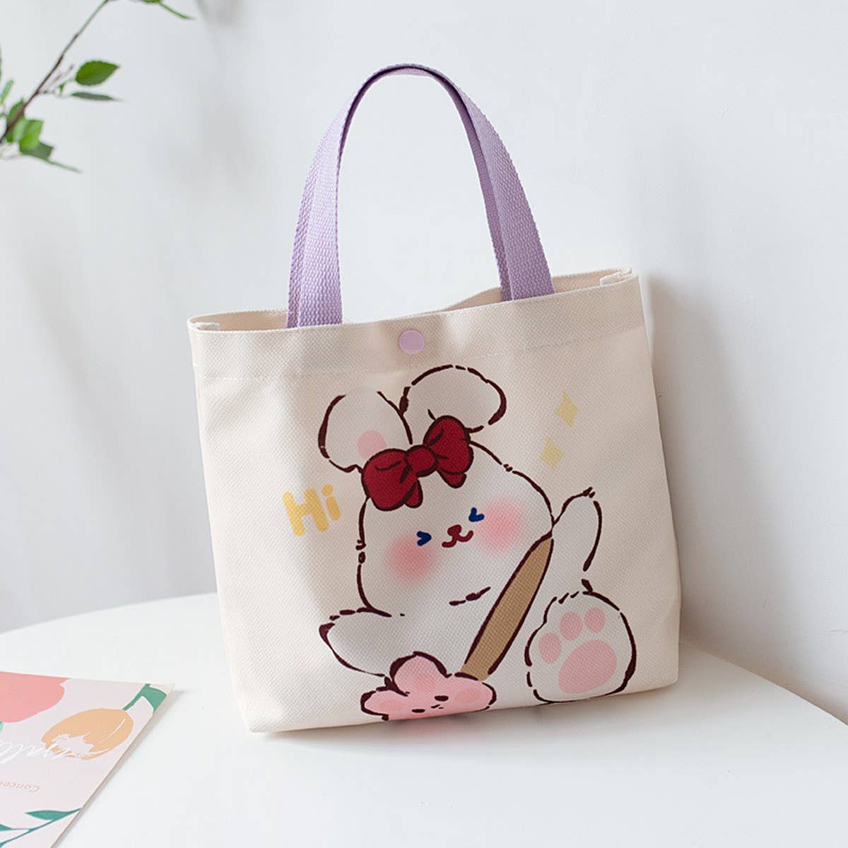 Cute Bunny Tote Bag for Girls, Spring Lunch Bag_CWAB5674