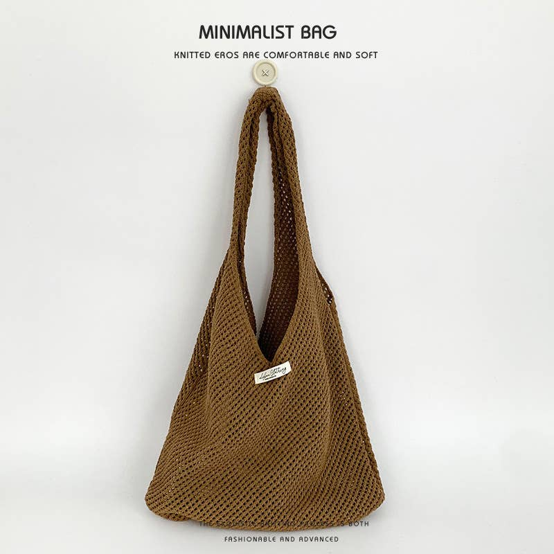 Hollowed-out beach laid-back style woven bag