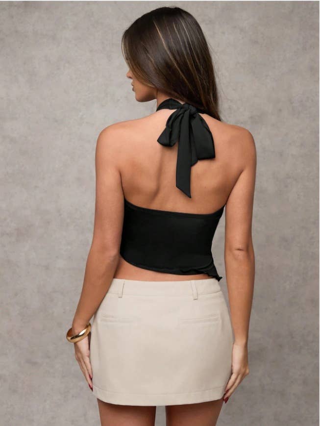 Fashion pure desire wind V-neck halter vest