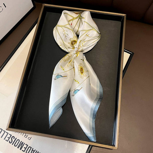 Simple Floral Silk Scarf ??100% Mulberry Silk_CWASC0552