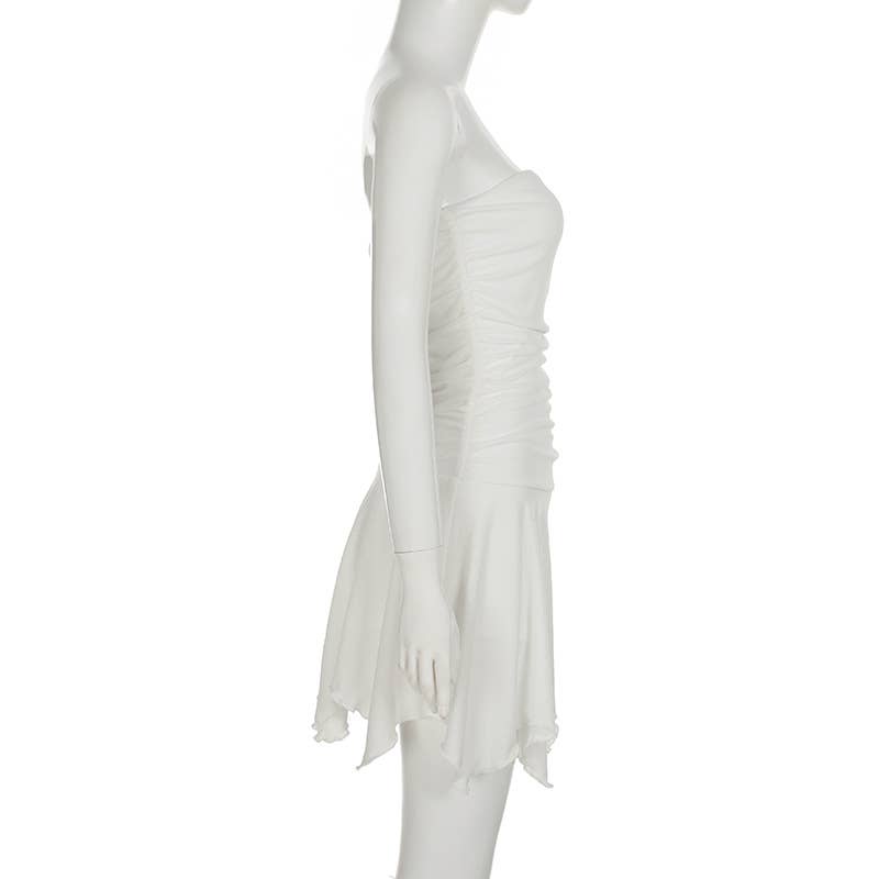 Sexy strapless double stretch irregular dress