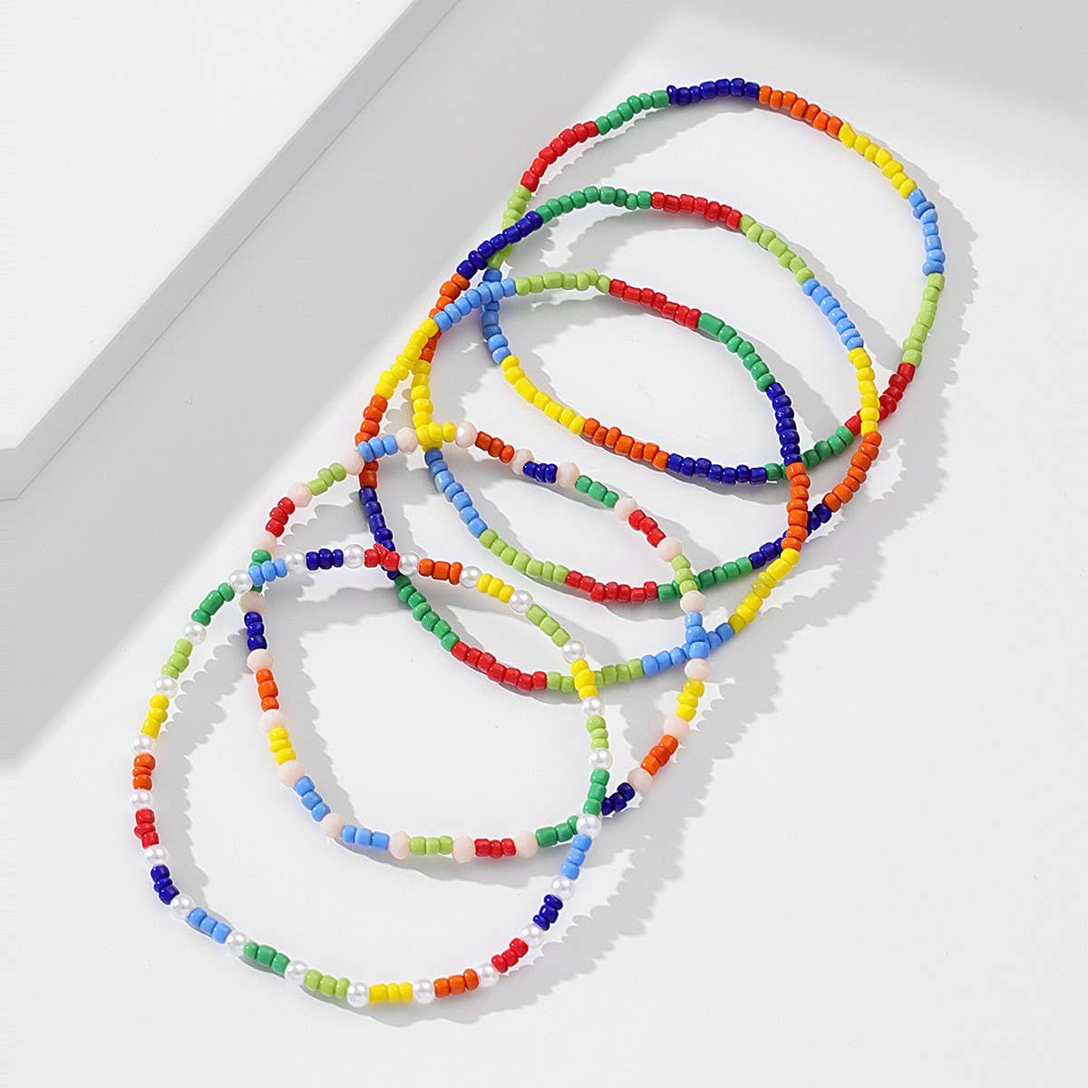 Boho Beaded Anklet Set ??Crystal & Glass Beads_CWMM6354