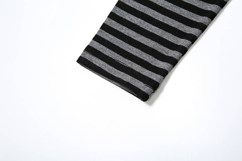 SOLID COLOR BAGGY DIAGONAL COLLAR STRIPED TOP