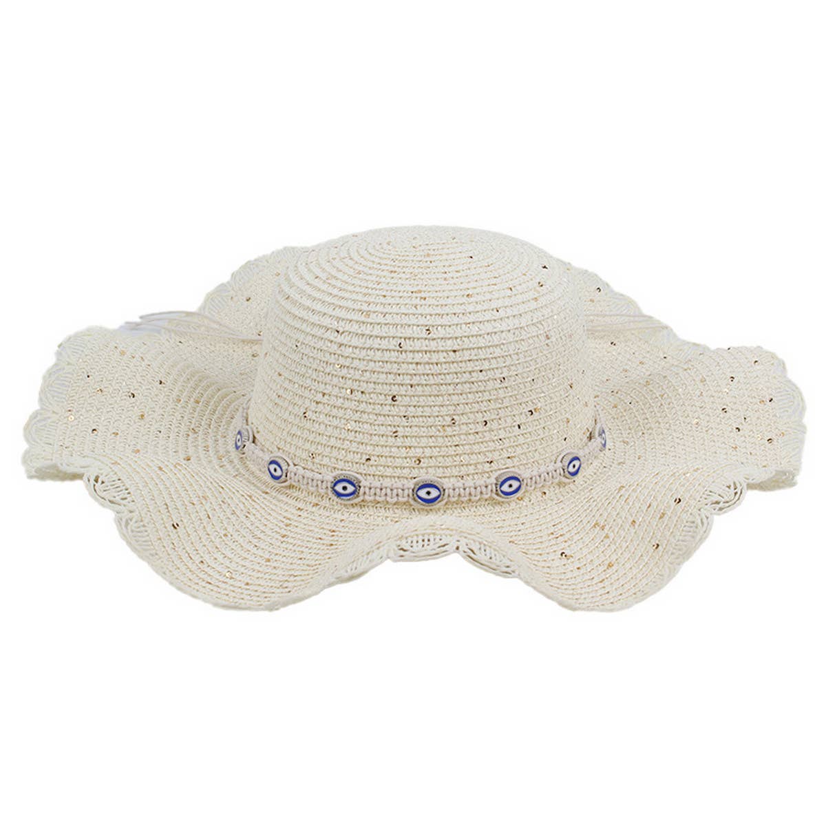 WOMEN CASUAL VISOR DOME WAVE BRIM STRAW HAT_CWAH1197