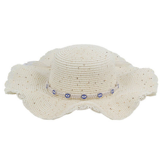 WOMEN CASUAL VISOR DOME WAVE BRIM STRAW HAT_CWAH1197