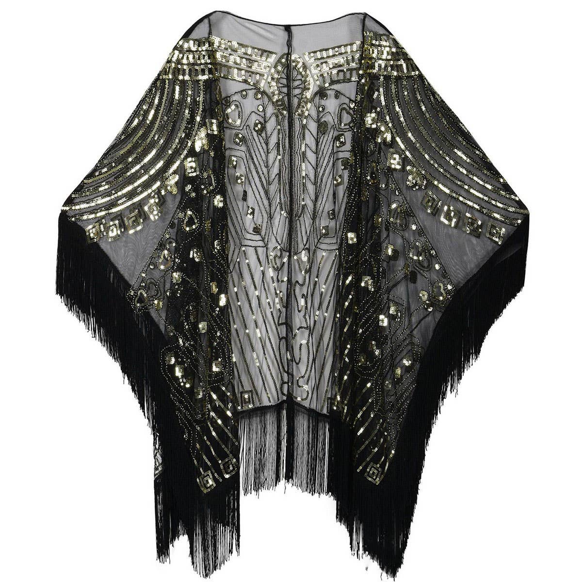 Elegant Sheer Sequin Fringe Wrap ? Formal Dress