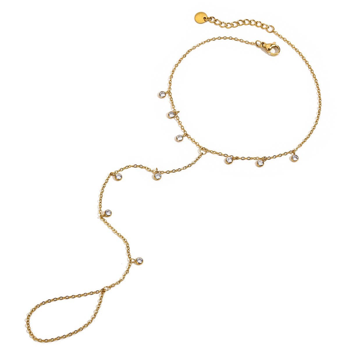 Trendy 18K Gold Multi-Zircon Toe & Ankle Chain