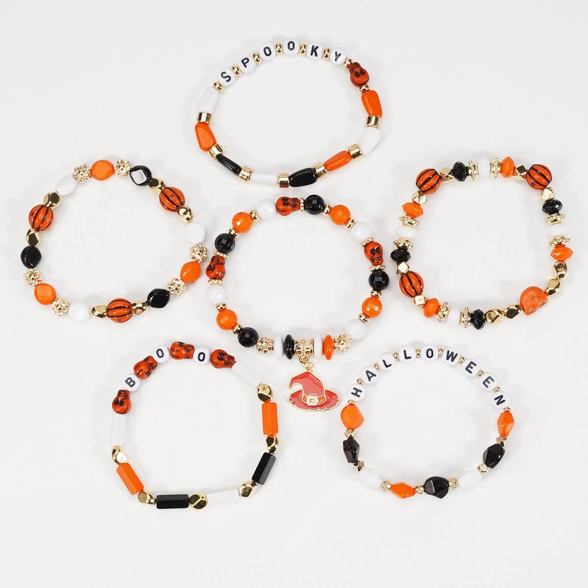 CWMM10458_HALLOWEEN CRYSTAL CLAY BEADED CHARM BRACELET