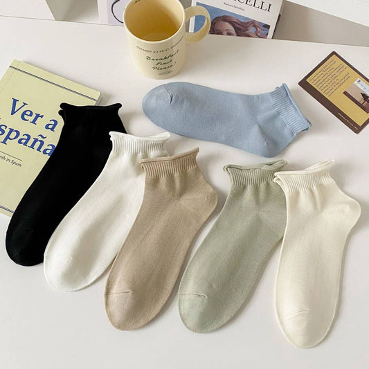 SUMMER LADIES ROLLED COTTON BOAT SOCKS_CWMS2015