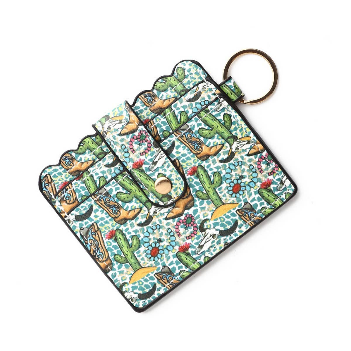 PU Leather Card Holder with Keychain & ID Slot_CWAB4938