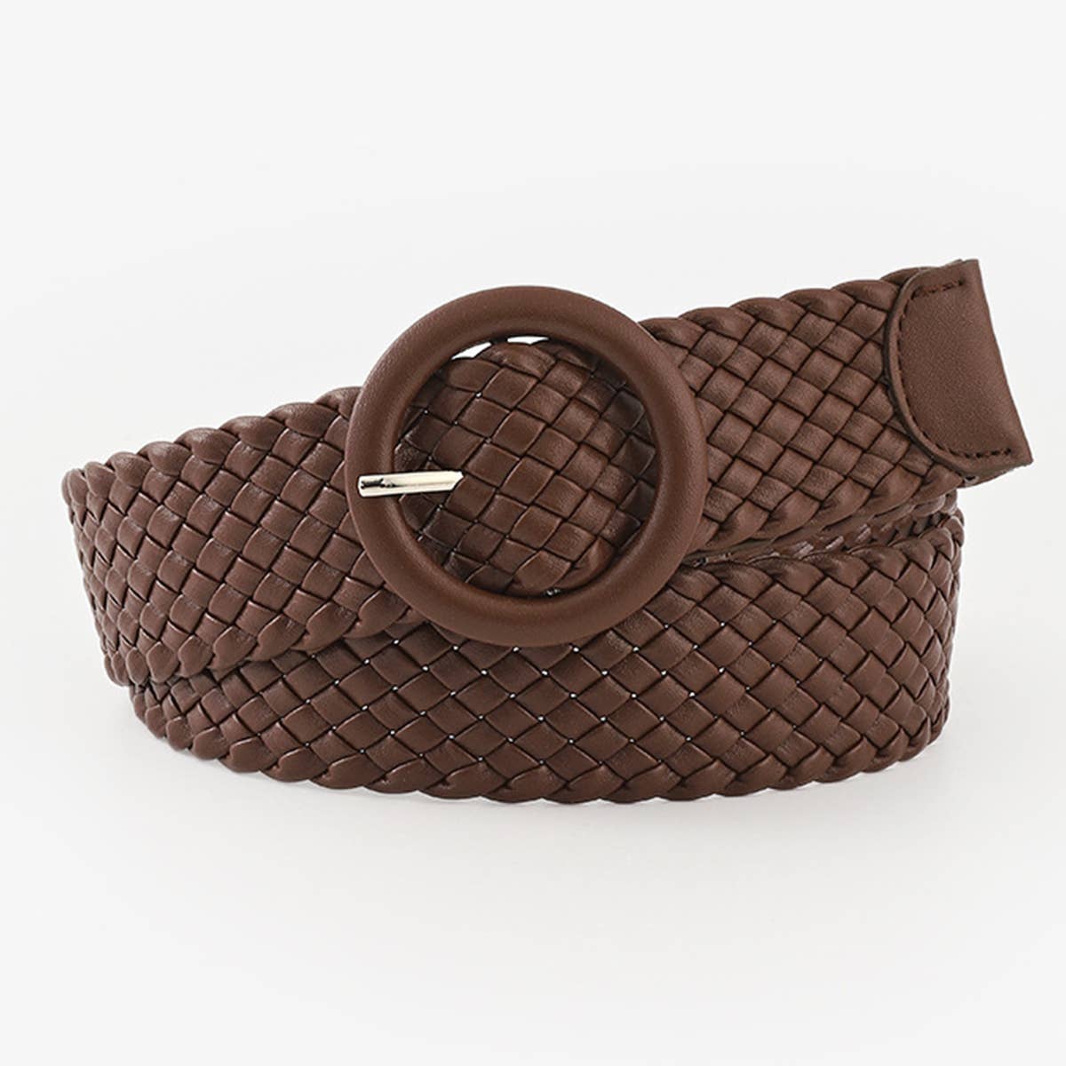 ROUND BUCKLE WOVEN BELT_CWABE0112
