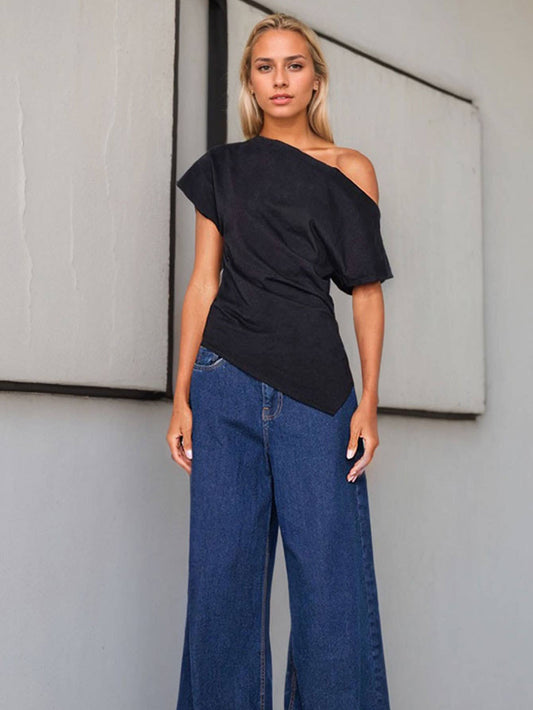 Women¡¯s Chic One-Shoulder Fitted T-Shirt