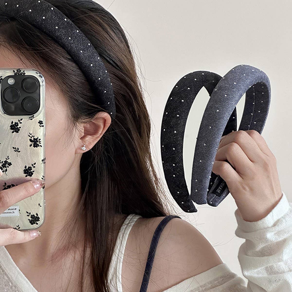 DIAMOND DENIM WIDE BRIM VERSATILE HEADBAND