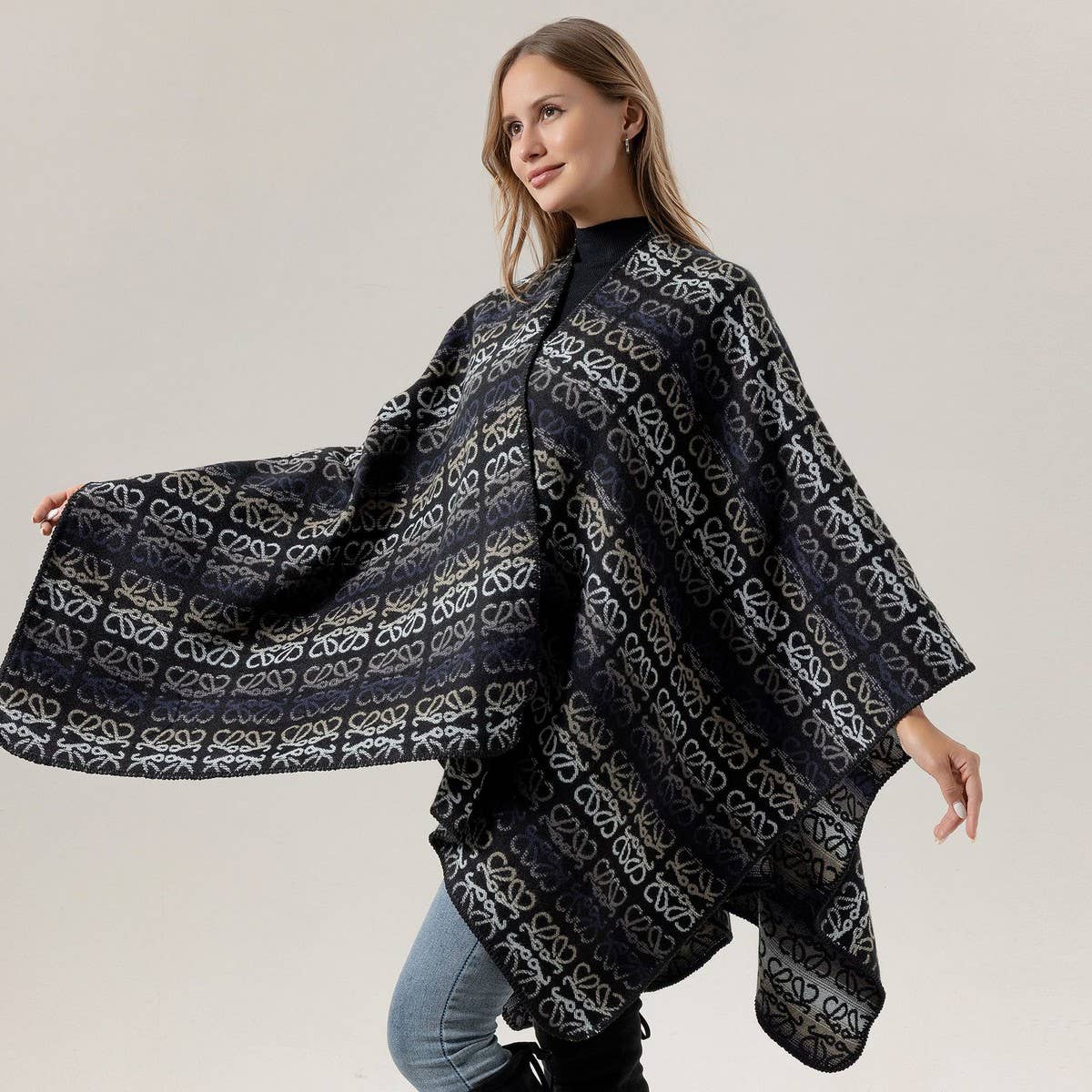 FAUX CASHMERE CAPE SHAWL WARM CAPE SCARF