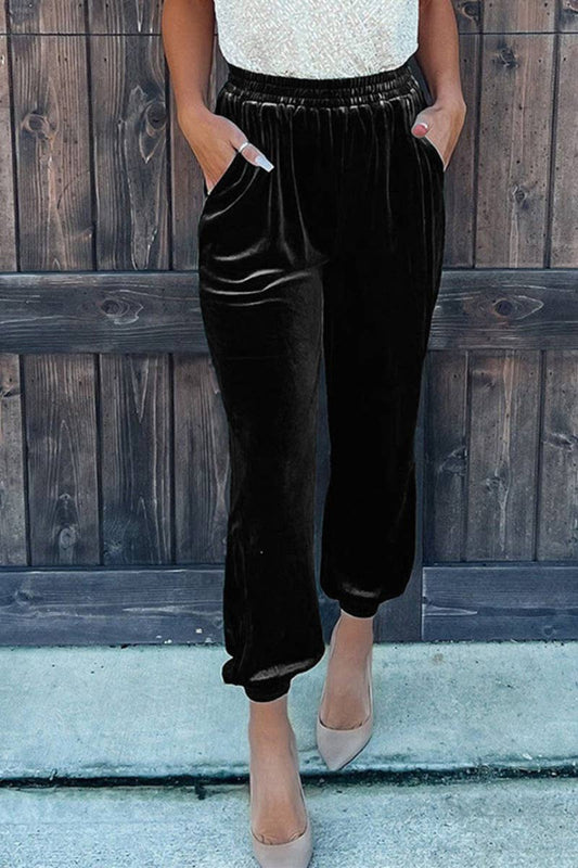 CWBMP0164_VELVET HIGH-WAISTED PANTS WITH SMALL FEET