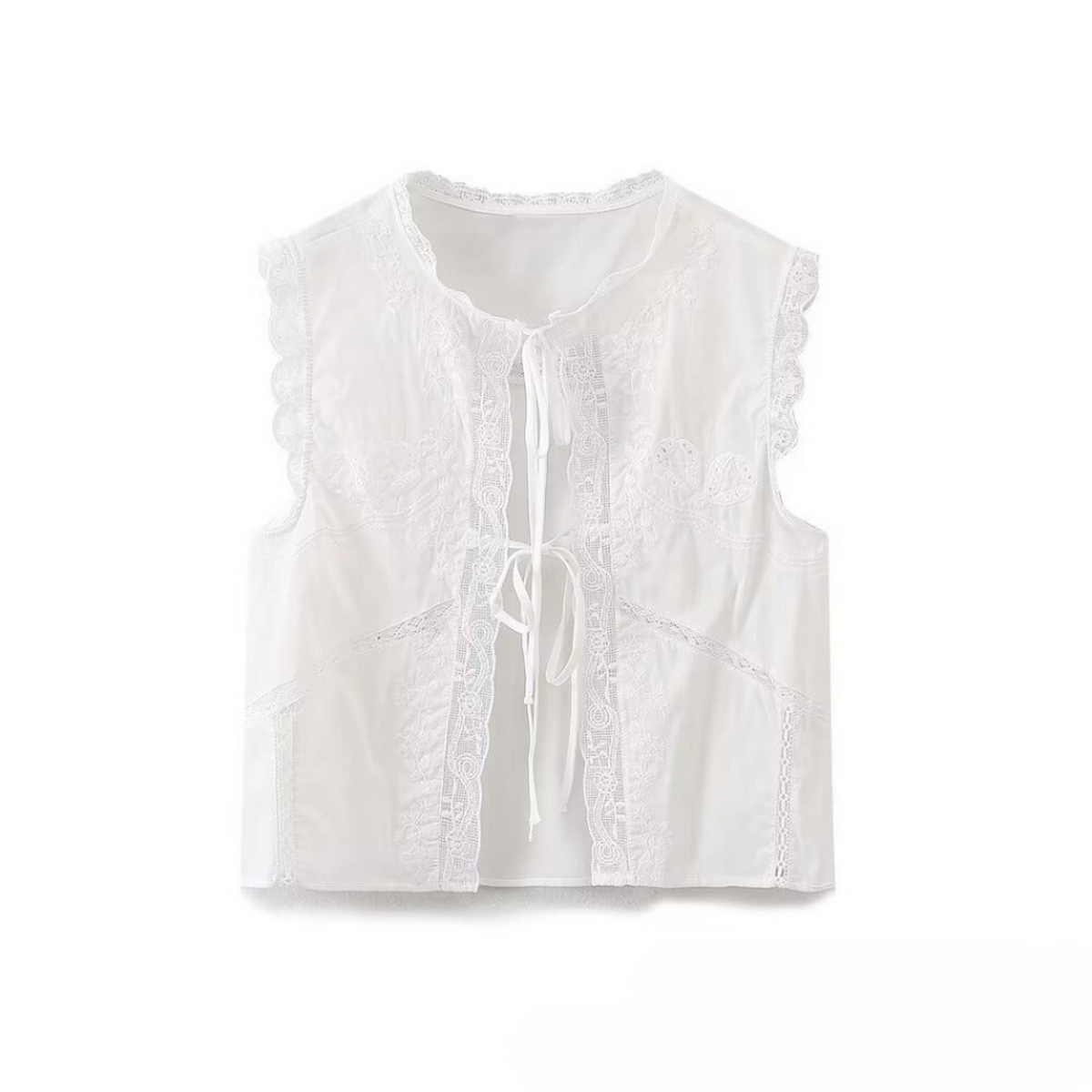 Bow Embroidered Top ??French Casual Style_CWTHT0235