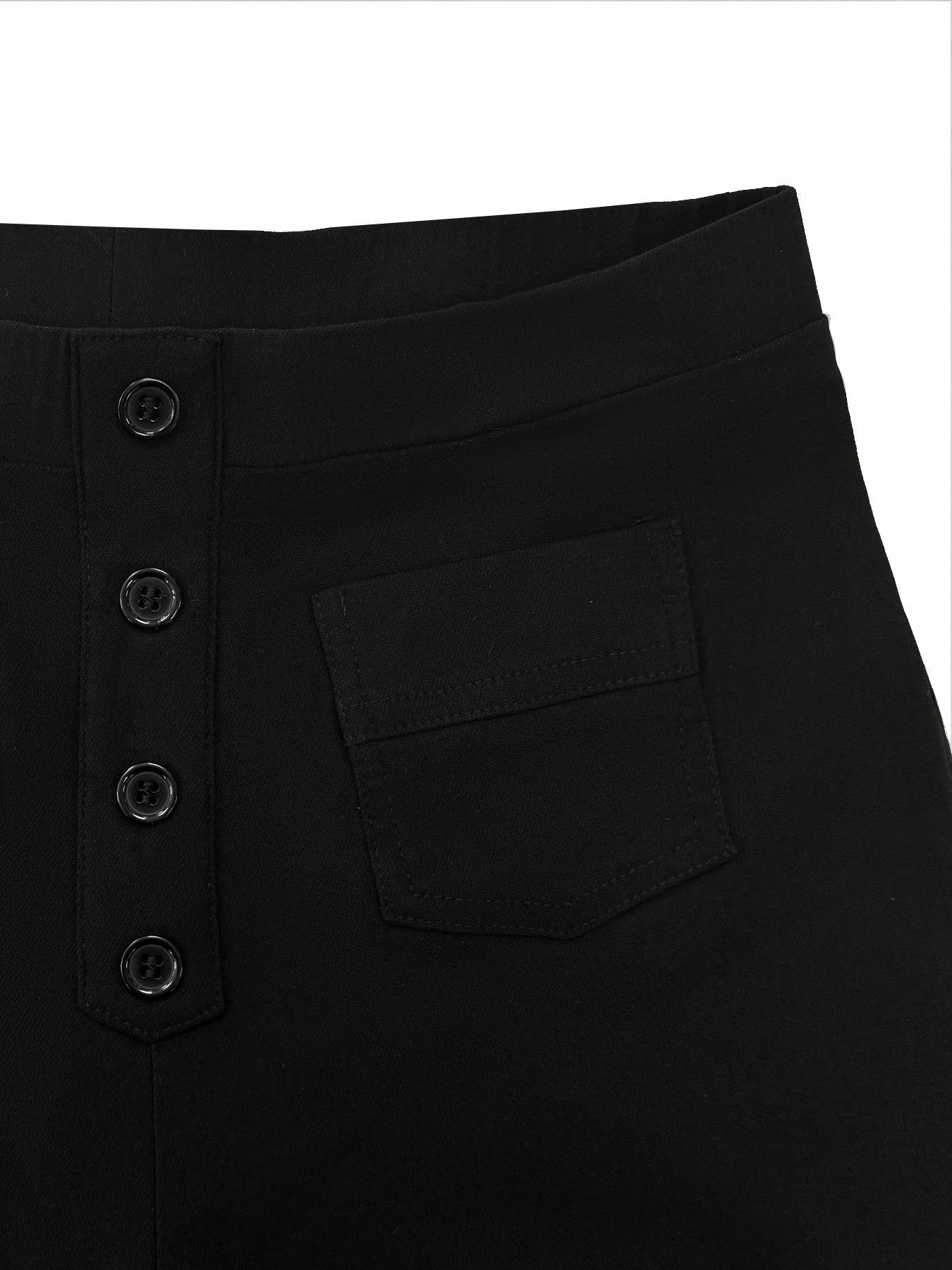 High-waisted elastic casual straight-leg pants