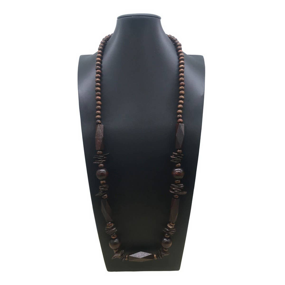 BOHEMIAN COCONUT WOOD BEAD LONG NECKLACE_CWMM4552